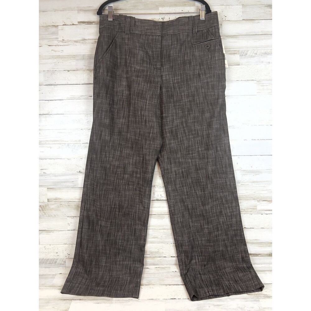 New Directions Women's Brown Tweed Print Flat Front Stretch Dress Pants Sz16 NWT
